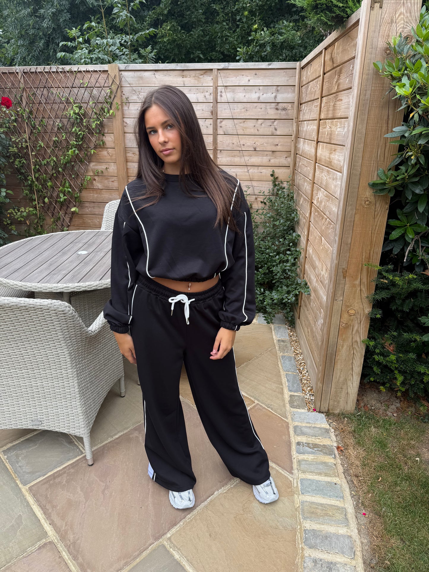 Striped Tracksuit Set - Black