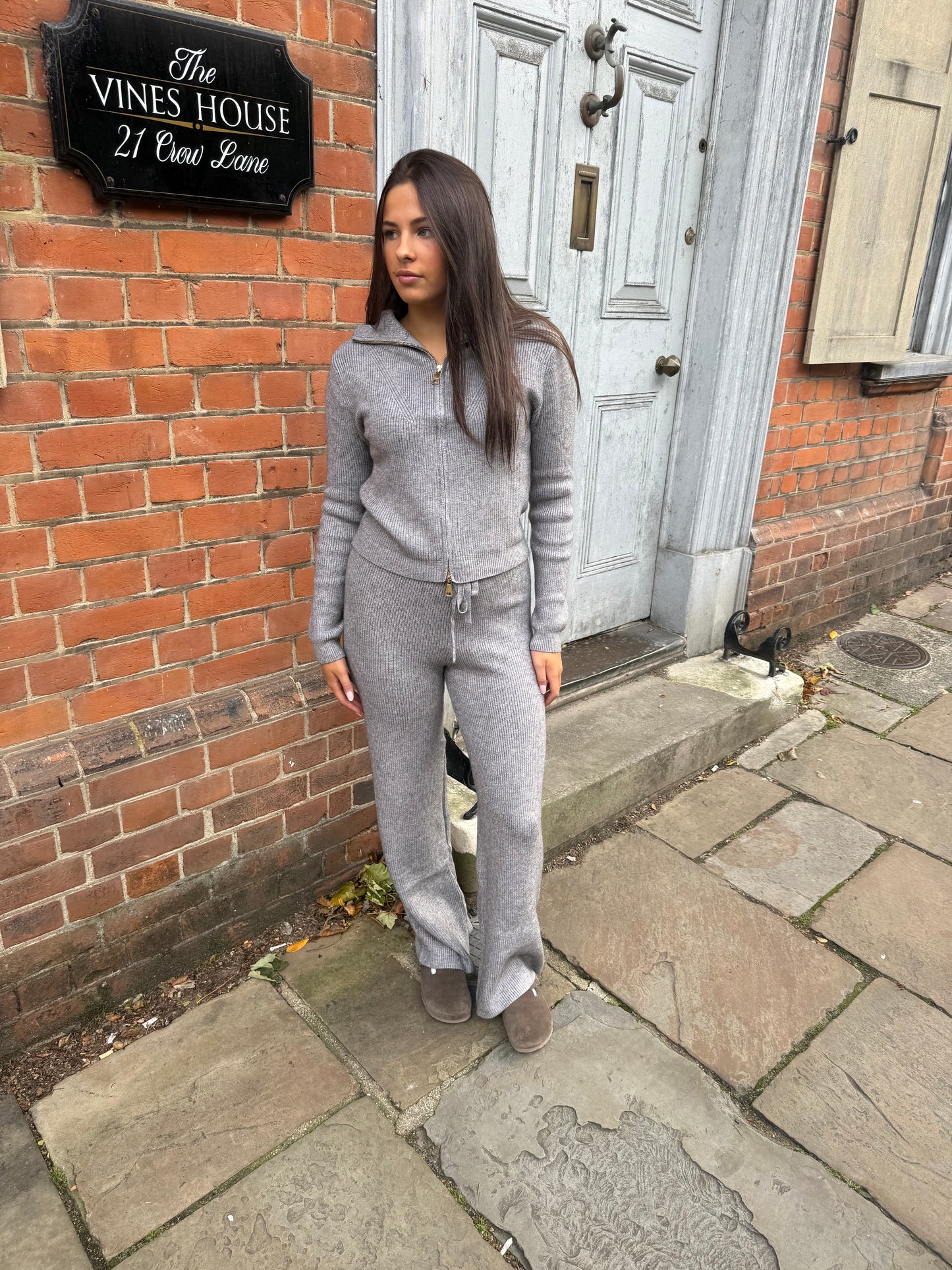 Cassie Knitted Zip Up Lounge Set