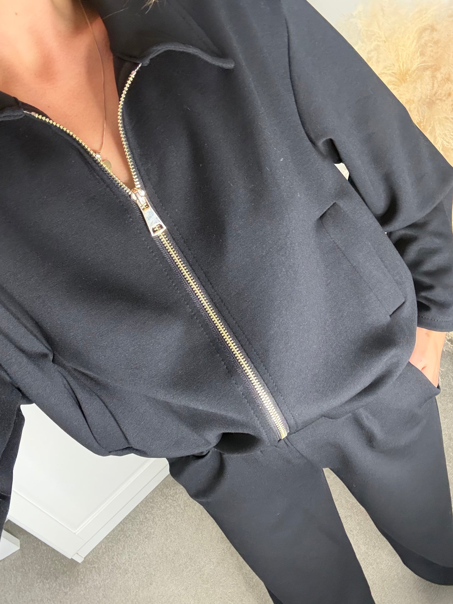 Gold Zip Bomber Jacket Set (3 Colours)