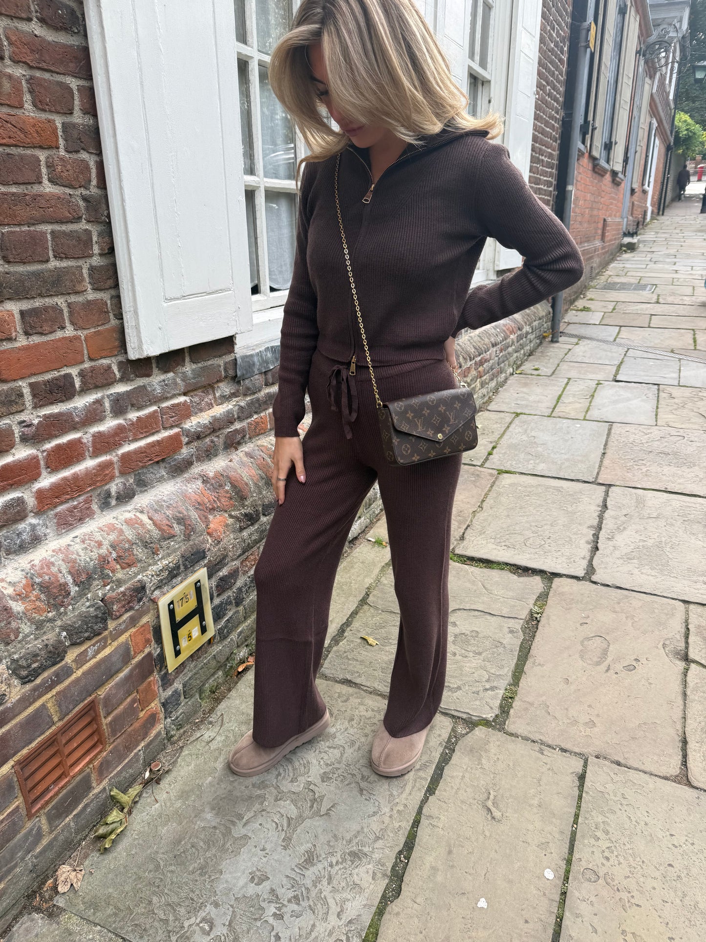 Cassie Knitted Zip Up Lounge Set