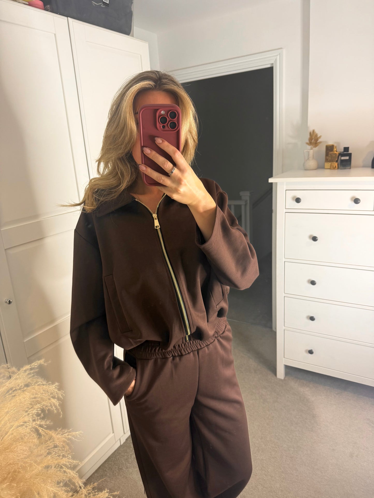 Gold Zip Bomber Jacket Set (3 Colours)